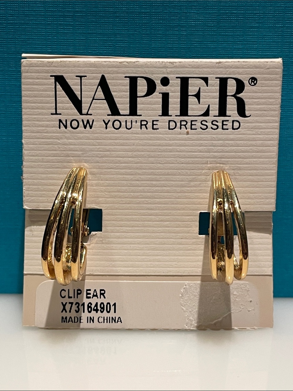 Vintage Napier Gold Screw Hoop Clip-On Earrings